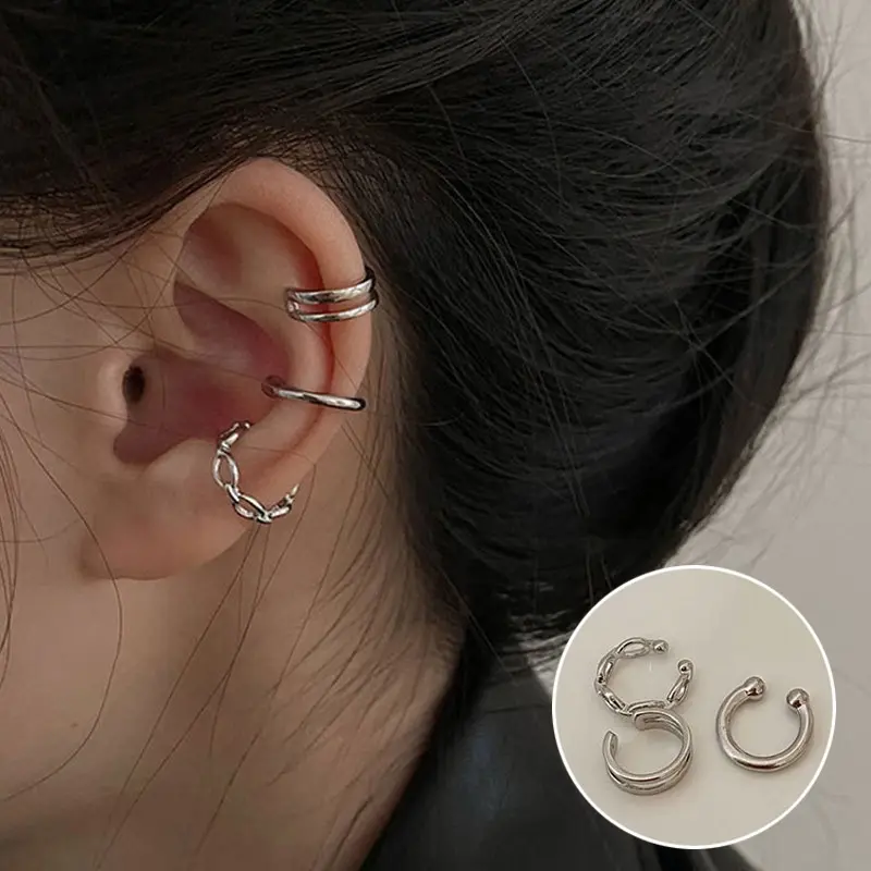 COD✨3 Pcs Anting Klip Tanpa Tindik Untuk Wanita / Anting Jepit Klip Clip Palsu Fake Non Tindik Hat Topi Retro-YES