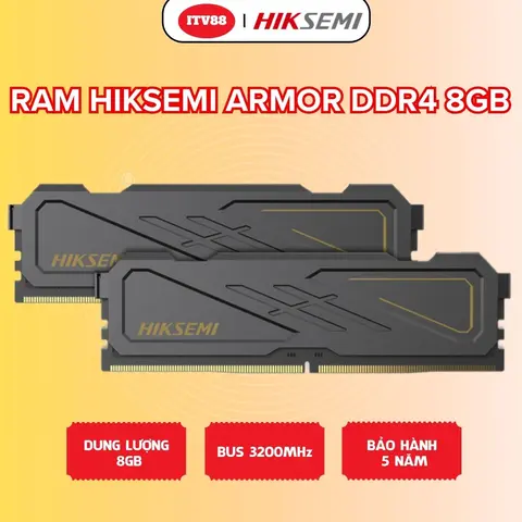 RAM PC - MÁY TÍNH HIKSEMI RAM Black 8GB DDR4 3200Mhz ARMOR DDR4 U10 Chính Hãng Bảo Hành 36 Tháng