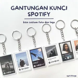 GANTUNGAN KUNCI SPOTIFY / custom lagu foto barcode/ keychain gambar kustom tulisan / akrilik anti pecah murah / kado nikah teman sahabat pacar anniversary / aprl.things Ganci