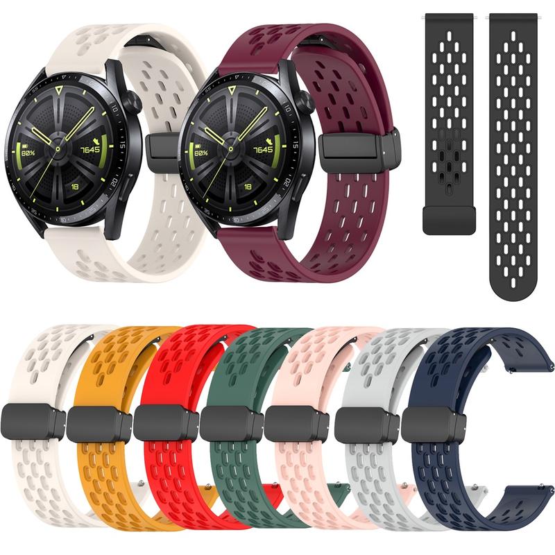 Dây Đeo Khóa Từ Tính Bằng Silicon, Dành Cho Đồng Hồ Huawei GT3, GT4, SE, GT2, GT2e, Watch4, Watch3 Pro, GT 2 3 4 2e, 42Mm, 43Mm, 46Mm, Màu Pastel Mềm, Dây Đeo Đồng Hồ, Vòng Đeo Tay Thể Thao Chống Va Đập Smartwatch Phụ Kiện