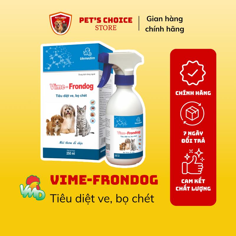 Vime-Frondog - Thuốc xịt Tiêu Diệt Ve Rận Bọ Chét Chó Mèo và Mối Mọt Kiến Gián 250ml chính hãng Pet's Choice Store