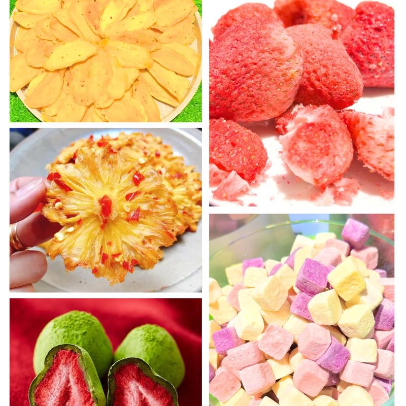 KHÁCH MỚI Mix 5 Món Gồm Dâu Tây Sấy Giòn 50g SC Khô 50g Xoài Muối Ớt 100g Thơm muối ớt 100g Dâu Matcha 50g Ăn Vặt Ngon Miệng Snack Ăn Liền