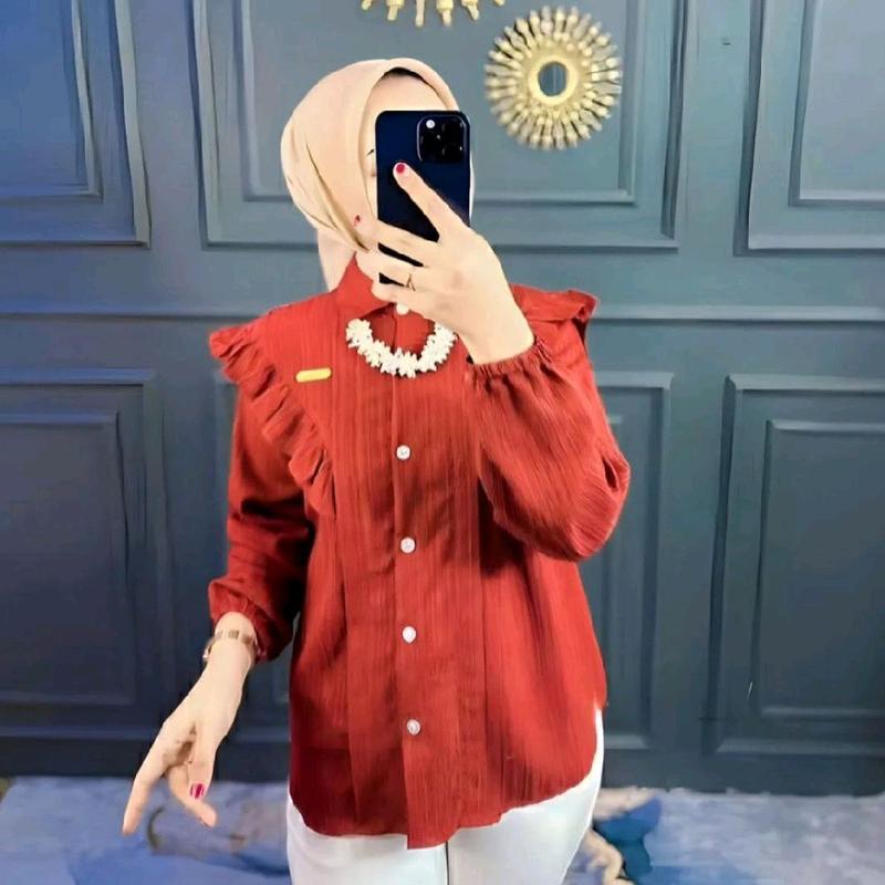 Kemeja Inara Atasan Wanita Korean Style- Kemeja wanita Lengan panjang-Kemeja atasan kekinian 1