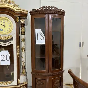 Almari sudut hias bahan kayu jati