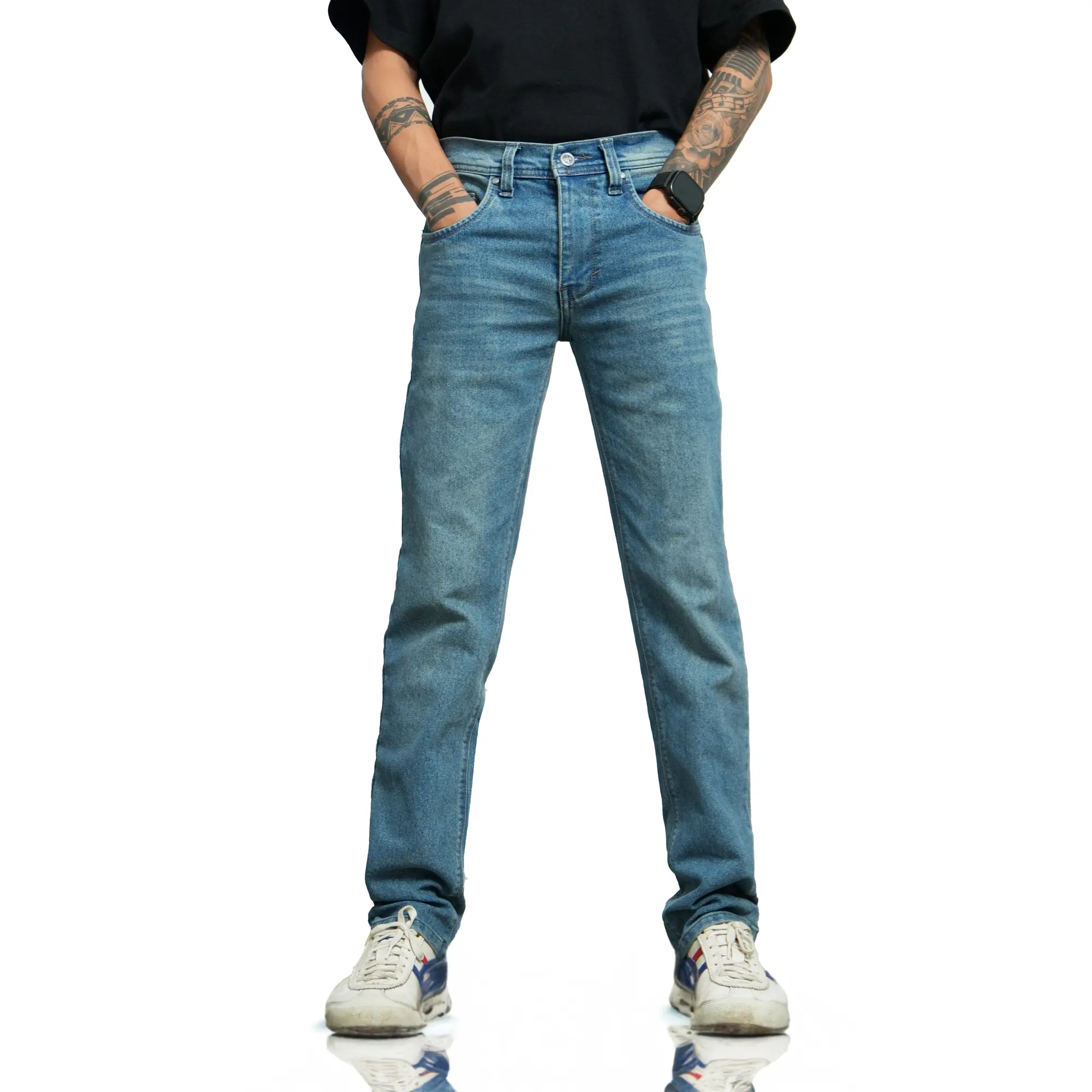 Celana Jeans Slim Fit Light Blue Panjang Pria Stretch/Melar Original Denimic Nyaman Biru