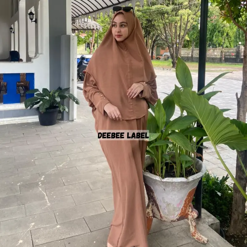 FATIMAH GAMIS KAFTAN ONE SET HIJAB SET SYAR'I GAMIS SYAR'I CRINCLE AIRFLOW PREMIUM 4