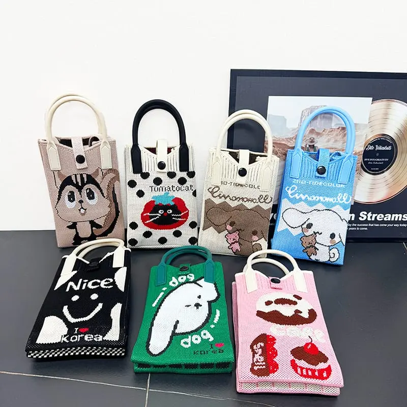 TAS DOMPET HP AMPLOP WANITA RAJUT KNIT POUCH PREMIUM TAS HP TALI SELEMPANG BANGKOK KOREA