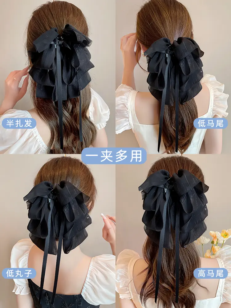 French gentle bow grab clip hair clip