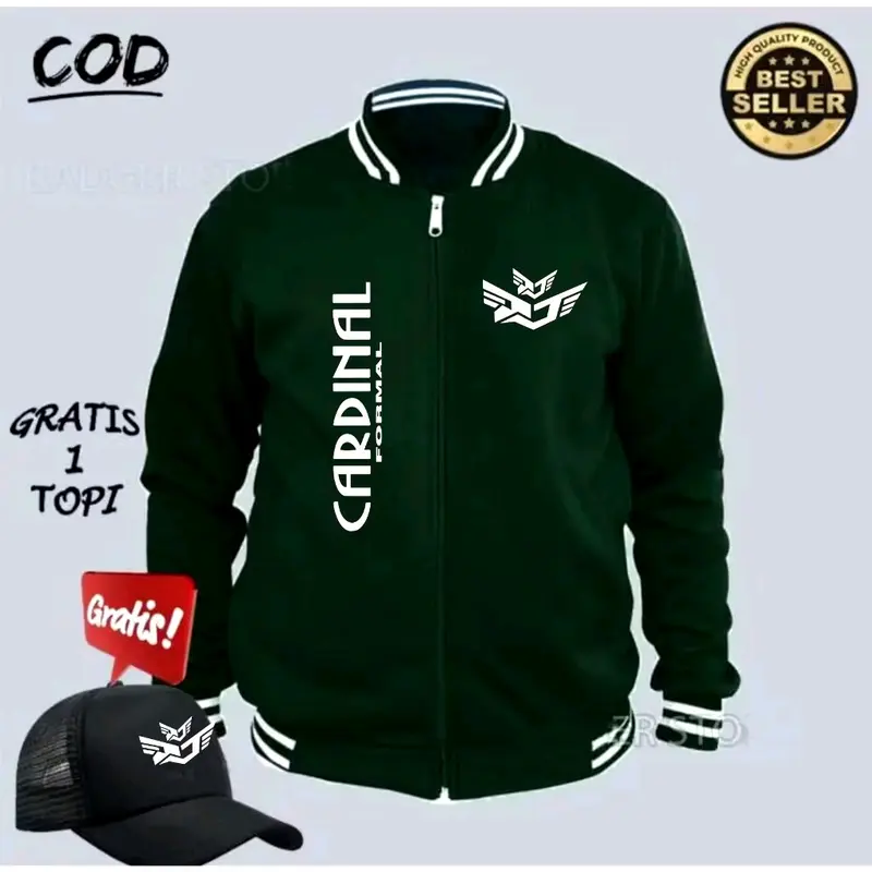 BONUS TOPI Terbaru ! Promo Jaket Varsity Pria Wanita Terbaru - Varsity Distro Pria Free Topi Crdnl Formal Tegak Kirka Terbaru Print Putih 100% Cotton Fleece ( Bahan Tebal ) - Premium Quality Baseball Branded Casual Lembut Nyaman Simple 6