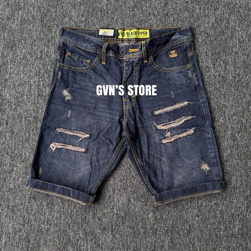 SiZE 28-33 [COD+GRATIS ONGKIR]Celana pendek Black viper terbaru motif catur slimfit denim distro santay starboy Jeans Tebal Lembut Stretch Pria Cowok Santai  Keren denim outfit 7