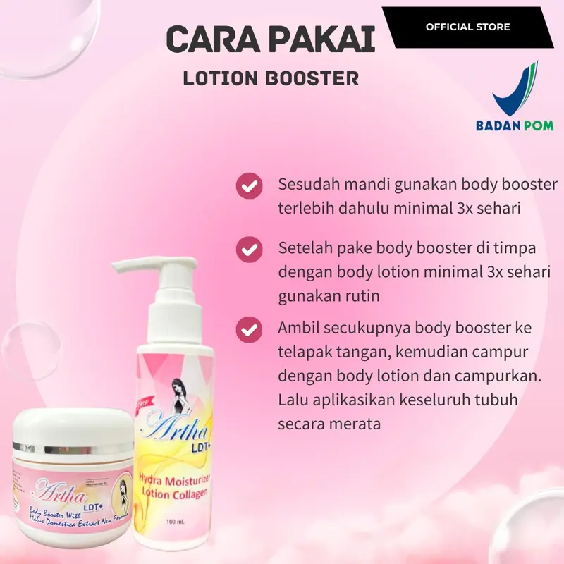 PAKET A LIGHTENING NEW PACKAGING ARTHA LDT+ BUY 2 GET 1 ( 3 body booster + 3 body lotion)  [Pencerah Mencerahkan Hand] 3