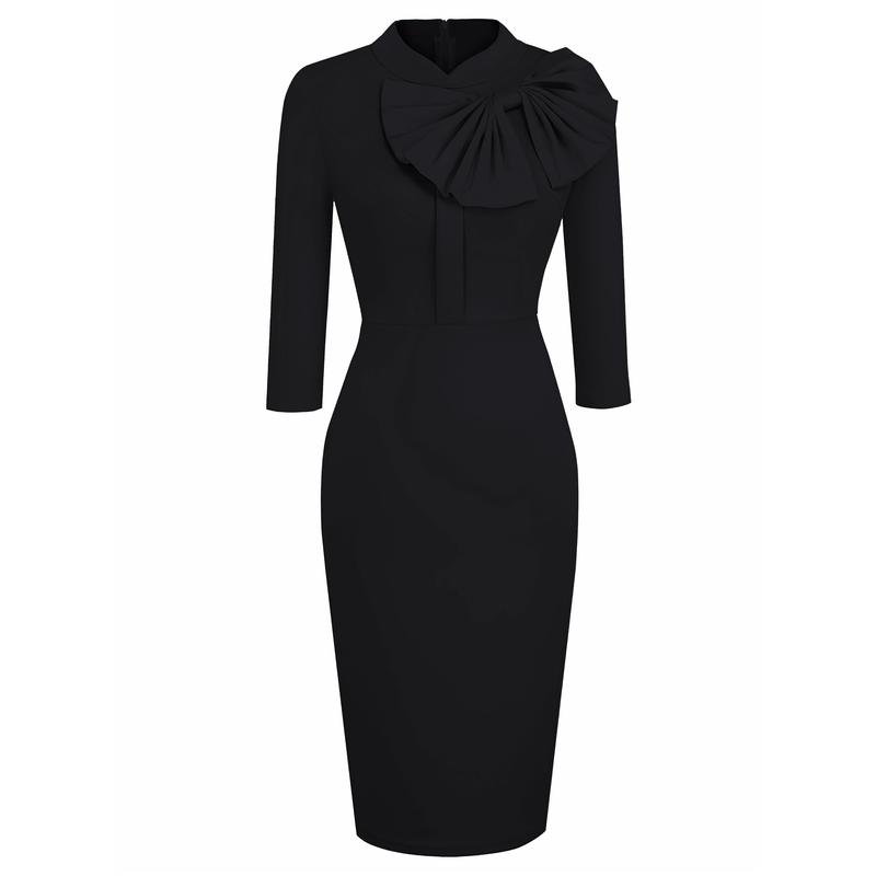 Bowknot Round Neck 3/4 Sleeve Bodycon Dresses Bowknot Round Neck 3/4 Sleeve Bodycon Dresses
