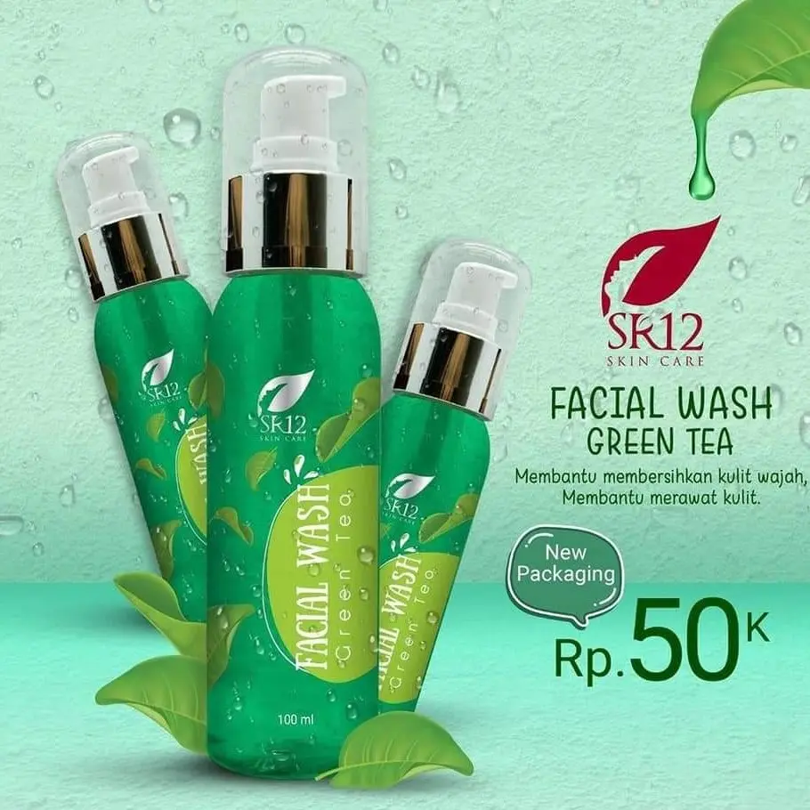 FACIAL WASH GREEN TEA SR12 KEMASAN BARU Bebas Alkohol Kontrol Minyak Berjerawat