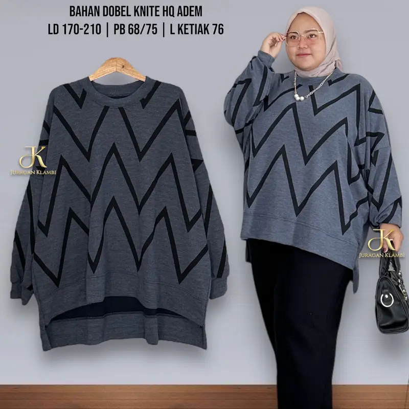 Atasan Knite Batwings Jumbo LD 170-210 Estimasi BB 85-140KG Hq Free Bros Muslim Wanita Knitwear Baju Oversize Panjang | By Juragan Klambi 8