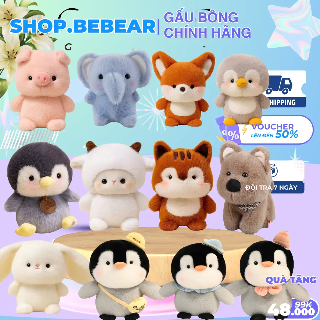 size 20-25cm Gấu bông mini các loại động vật heo, gà, cún, cánh cụt, voi,... nhỏ dễ thương Quà tặng búp bê đồ chơi thú nhồi bông gấu  bông  rái  cá