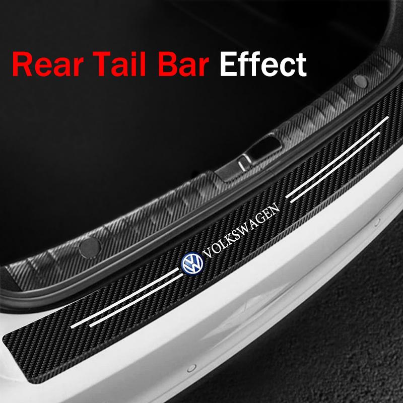 Product Introduction of Suitable for Volkswagen Passat Tiguan Golf Tourrag Lavida Car Door Sill Sticker Anti-Scratch Carbon Fiber leather Sticker Trunk Protector Stickers 6