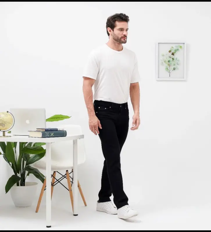 Celana Panjang Pria Jeans Standar Basic Reguler Pria Korean Style Fit Hitam Dewasa 4