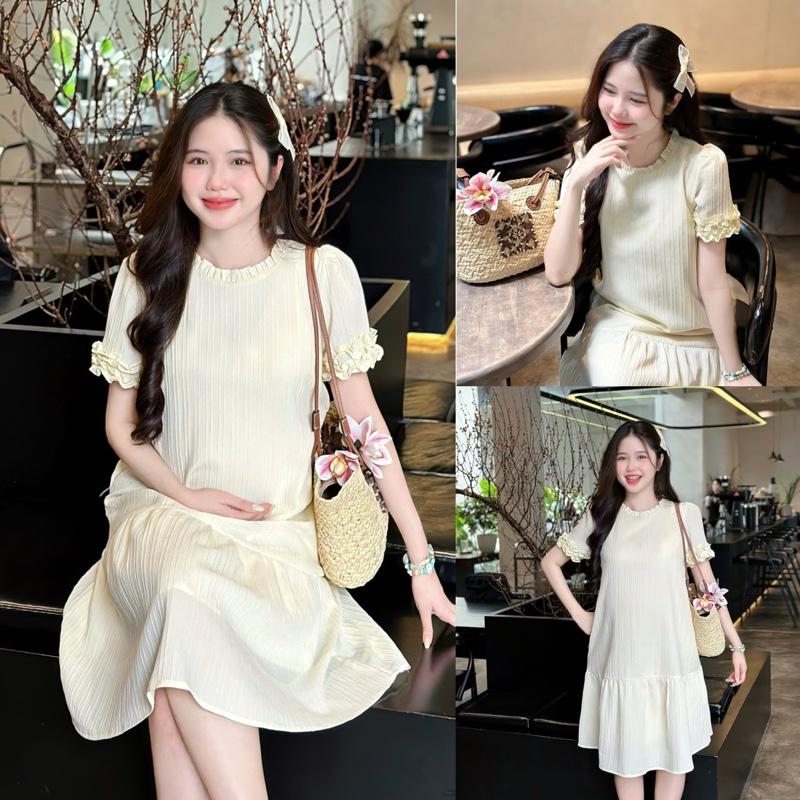 Đầm bầu Kana đuôi cá cổ bèo tay bèo vải xốp hàn