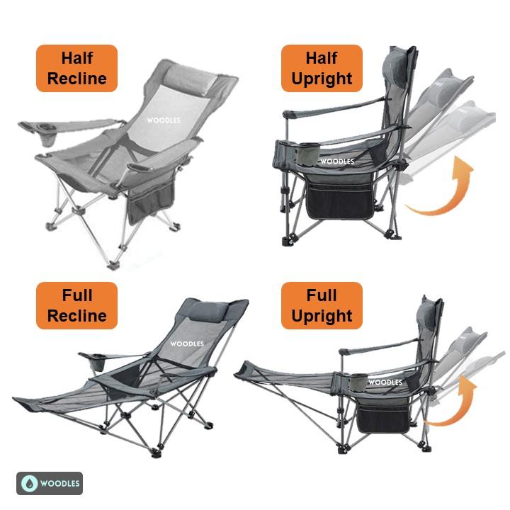 Product Introduction of [SG Stock] Woodles Outdoor Camping Moonchair 4-in-1 Recliner Chair Table Foldable Portable Camp Fishing Painting Beach Balcony 12