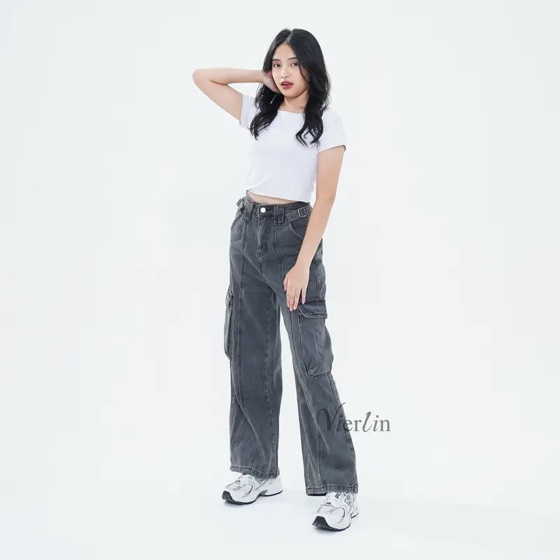 VIERLIN - Jeans 1581 1582 - CELANA JEANS CARGO  | JEANS HIGHWAIST JEANS BAGGY JEANS BOYFRIEND JEANS SKINNY JEANS CUTBRAY CELANA JEANS RIPPED JEANS KULOT JEANS WANITA FLARE JEANS LOOSE JEANS PANJANG JEANS HW 4