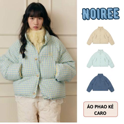 Áo Phao Nữ 1 Mặt Bông Nhồi Caro Oversize 2 Lớp Không Giặt Máy Dày Dặn Ấm Áp Mùa Mùa Đông Noiree - NA582