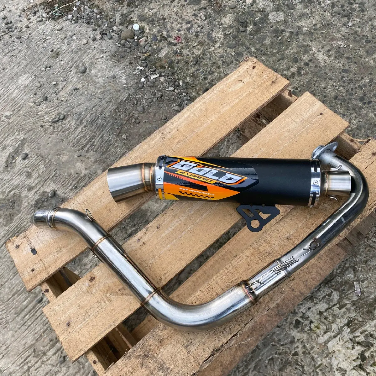 Knalpot Samlong Black Coating Original GOLD EXHAUST untuk Motor “Vario 125/150 LED, Beat FI ESP, Deluxe Mio Sporty, Nmax, Aerox, PCX” Motorcycle Baret Gear