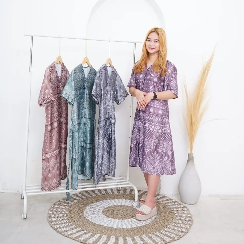 dress midi zahra santorini motip by eriston Kancing Nyaman