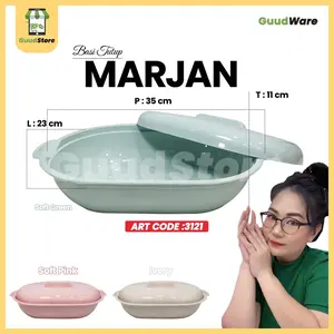 ( 3-6 Pcs ) MARJAN - Basi Tutup Oval 2 Liter / Wadah Prasmanan sayur ikan makanan panas -  Food Grade pp 5 Bpa Free Plastik