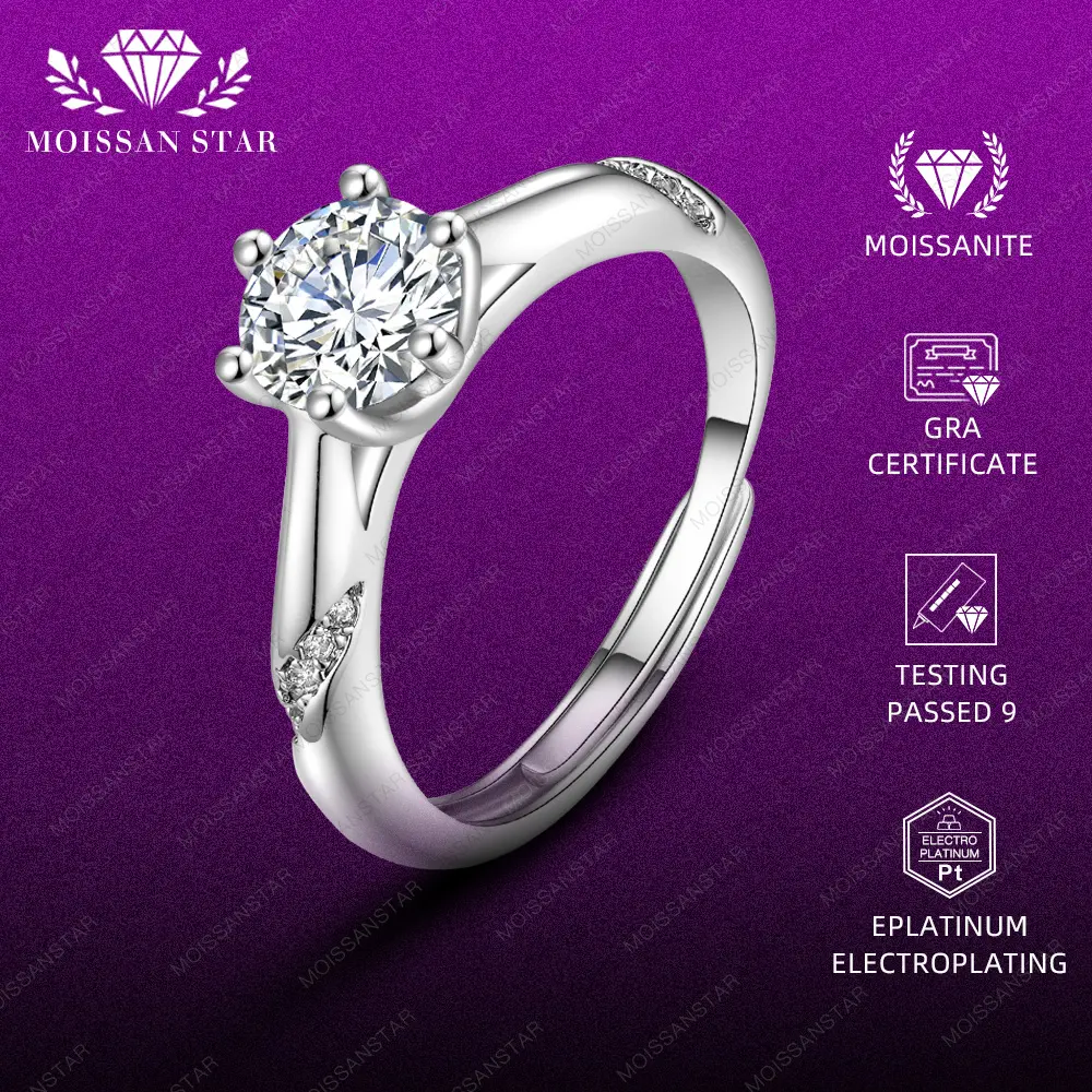 OS4-MR02 Moissanite Cincin Wanita Tunangan Lamaran  Ring Dengan GRA Asli Desain Simpel Elegan Mewah For bday birthday Gift Pasangan Pacar Wanita Cewe Perempuan Cowo Pria Laki laki Free Box MR02