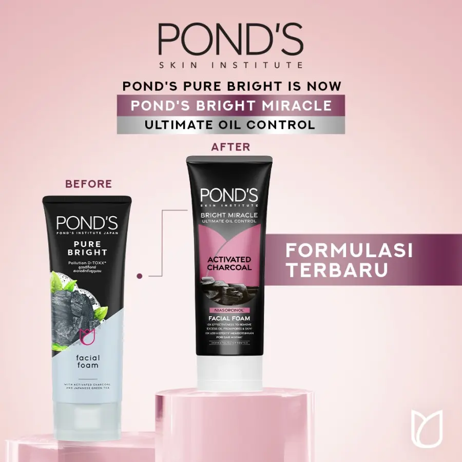 Pond's Facial Foam 50gr & 100gr Activated Charcoal Bright Miracle Ultimate Oil Control Membersihkan Wajah