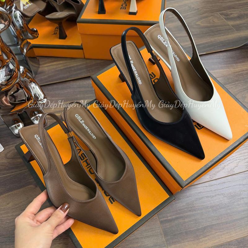    Giày Dép Huyền My   Giày cao gót 5P mũi nhọn chất nhung mịn mềm lì nhẹ hàng cao cấp full hộp - TT001 