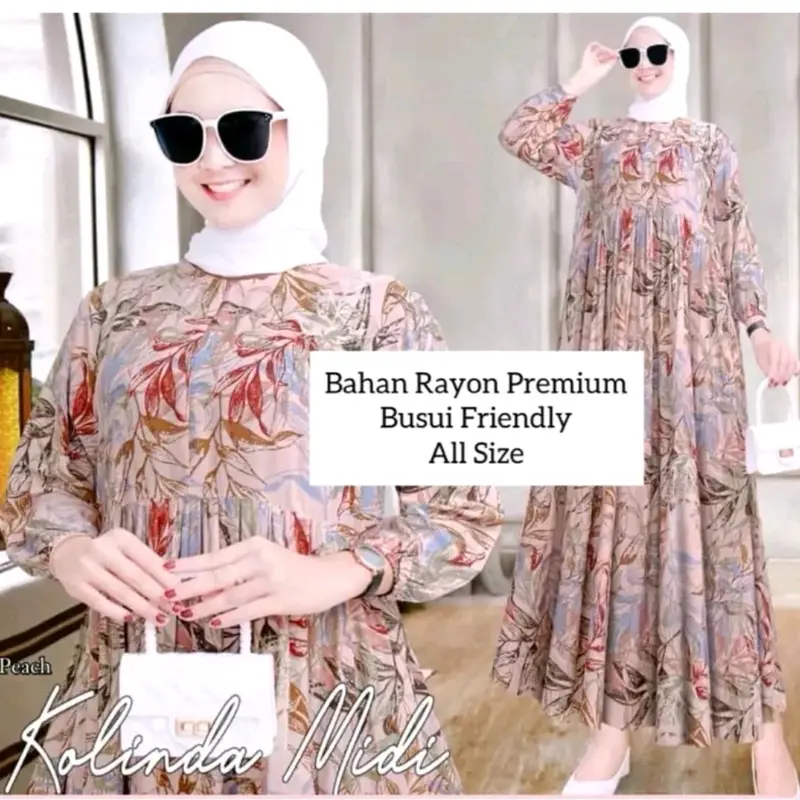 Kolinda MIDIA gamis kalana kolinda motif Bunga Muslim Dress Rayon 6