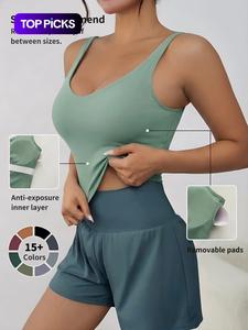 Brasier deportivo sólido para mujer, top de lencería deportivo con tirantes anchos para tenis y pickleball, ropa de gimnasio, ropa deportiva para uso interior y exterior