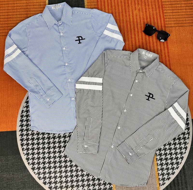 Áo sơ mi nam nữ tay dài thiết kế kẻ sọc viền tay trẻ trung chất liệu lụa cotton thoáng mát mềm mị form chuẩn mẫu mơi Huy Khang Shop Menswear Có Cổ Tre Shirt