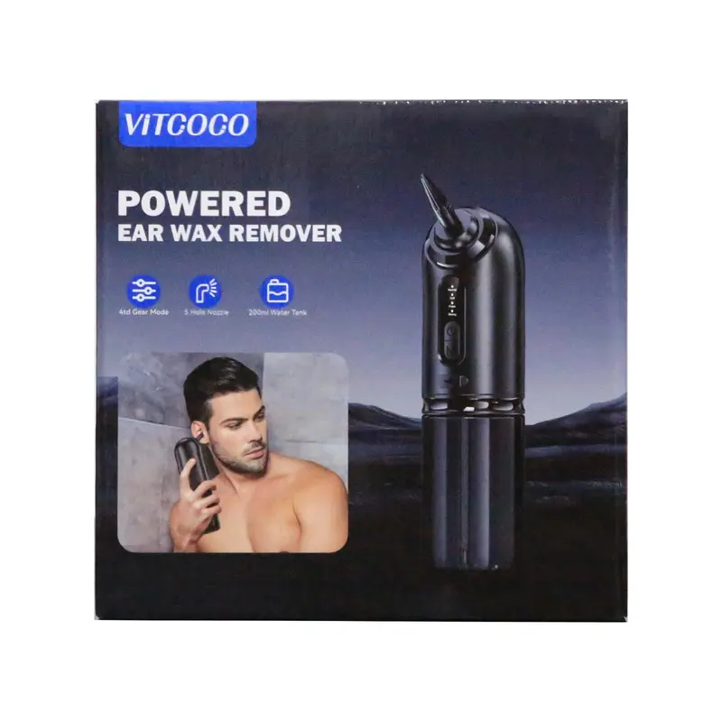 VITCOCO Ear wax Removal Kit, 2000mAh Rechargeable Electric Water Powered Ear Cleaner, Ear Irrigation Ear Cleaning Kit with 4 Cleaning Modes, 10 Reusable Ear Tips, Ear Flush Kit for Adults Home Use 8