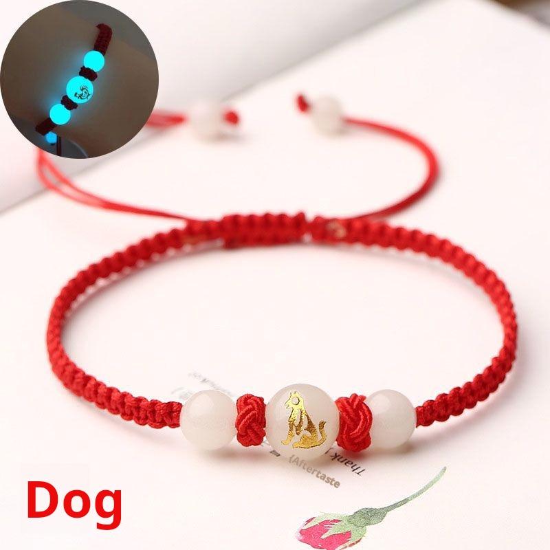 Product Introduction of Women's bracelet, red rope luminous bracelet, luminous stone luminous gemstone 12 zodiac woven bracelet, couple bracelet for men and women, bring it for safety. nazar  bracelet chinese jewelry year snake red  string  bracelet 23