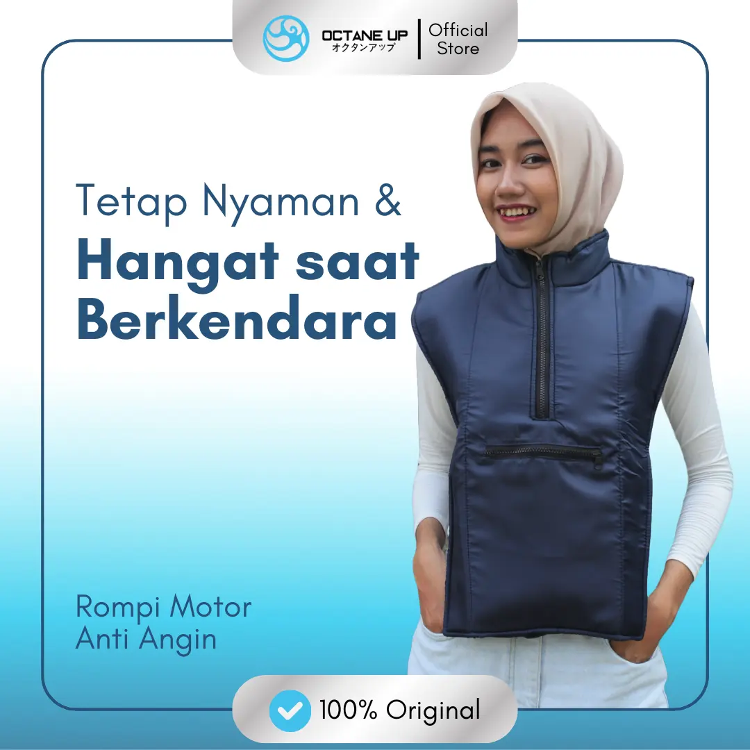 Rompi Motor Anti Angin Octane Up Navy Casual Hitam untuk Pria dan Wanita dengan Bahan Cordura Premium