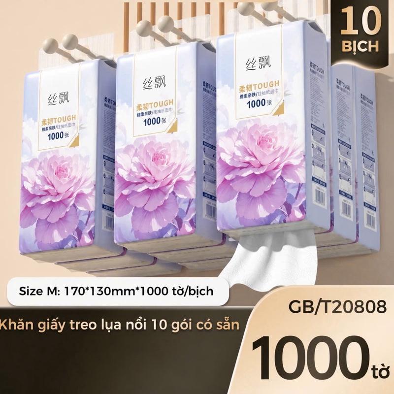 Thùng 10 Bịch Giấy Treo Đa Năng Hoa Mẫu Đơn, Khăn Rút Treo Trường 4 Lớp mỗi…