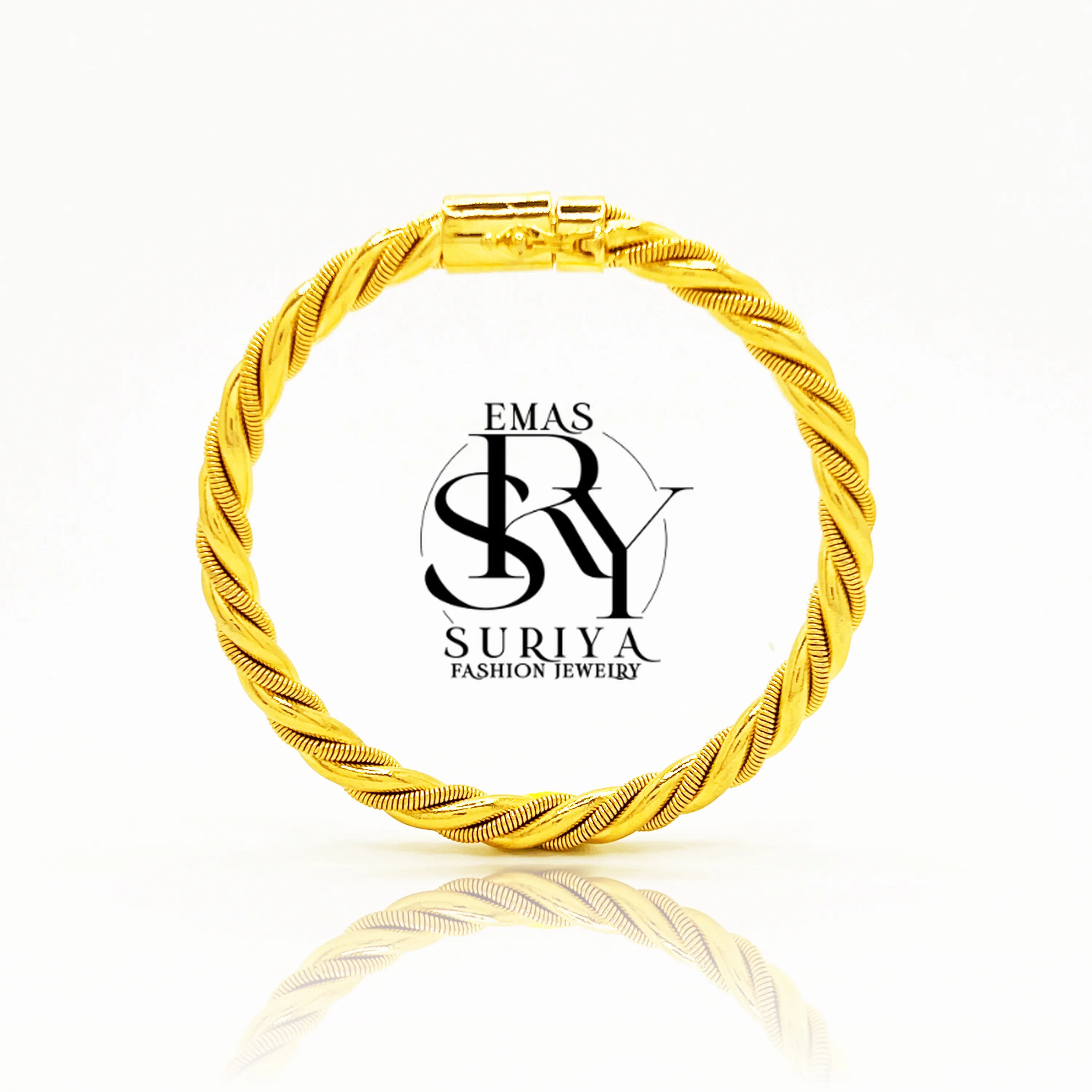 BG35 - T35 Bangle Pintal Padu Lebar 0.6 CM Emas Sadur