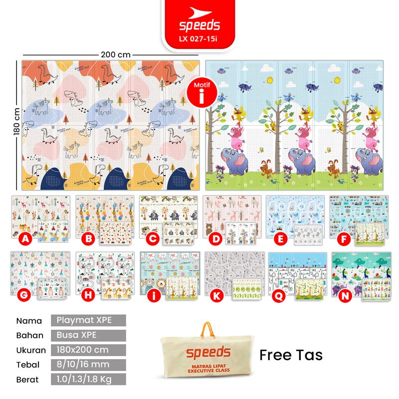 SPEEDS [MOTIF I] Playmate Lipat Bayi Playmate 180 x 200 Tebal 8mm/10mm Karpet Bayi Anti Air Playmate Anak 027-15 3