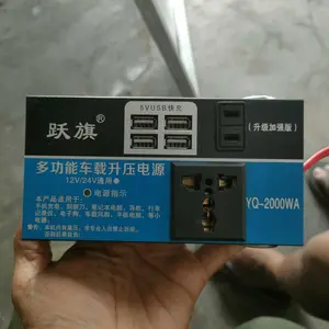 Inverter Mobil Portable 1500W DC ke AC 220V - 6 Port USB Fast Charging 12V/24V - Soket Universal Mobil Hitam (Paket Reseller)