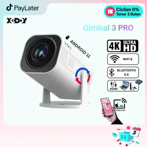 XGODY Gimbal 3 Pro Smart Proyektor LCD Android 11 - 720P - Auto Keystone - Netflix - YouTube - 220 ANSI