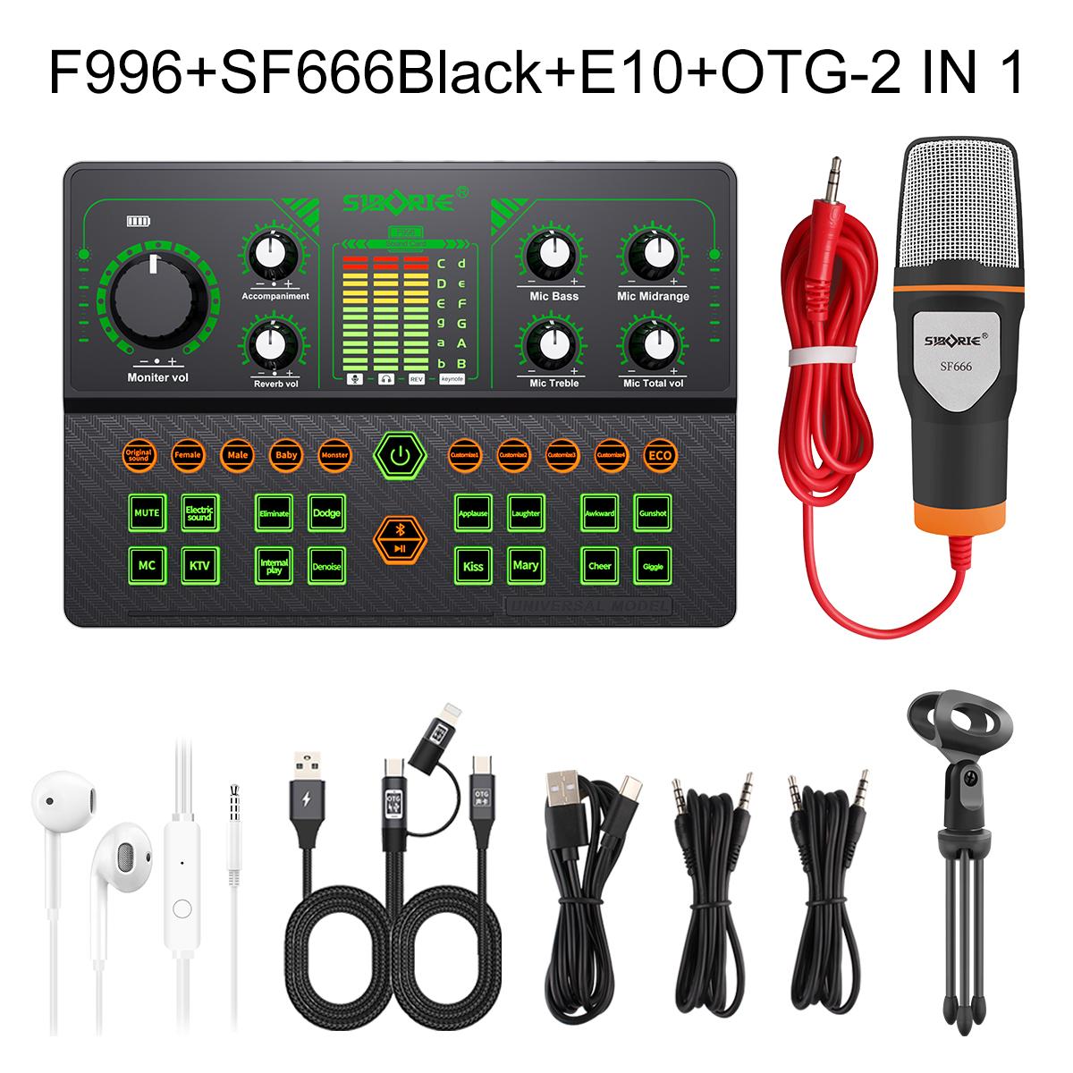 Siborie Soundcard F996+SF666 Mic+E10 Headset+OTG-2in1 Paket Lengkap Mixer Bluetooth Sound Card For Streaming Langsung DJ Siap COD Pengiriman Cepat Siborie Soundcard F996+SF666 Mic+E10 Headset+OTG-2in1 Paket Lengkap Mixer Bluetooth Sound Card For Streaming Langsung DJ Siap COD Pengiriman Cepat