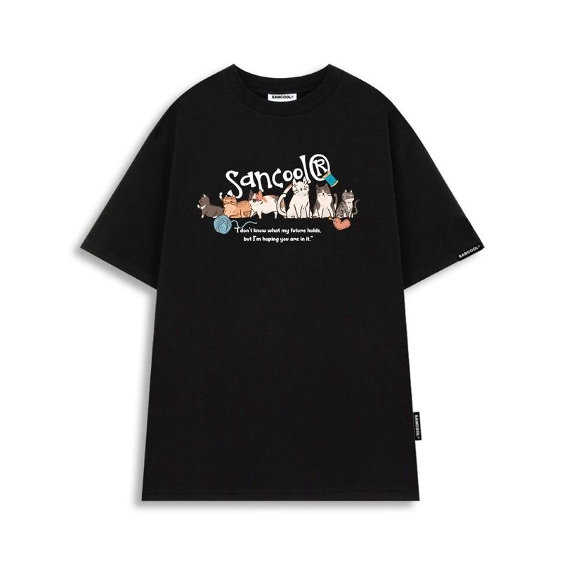 COD Áo Thun Local Brand Sancool Unisex Premium Happy Cats