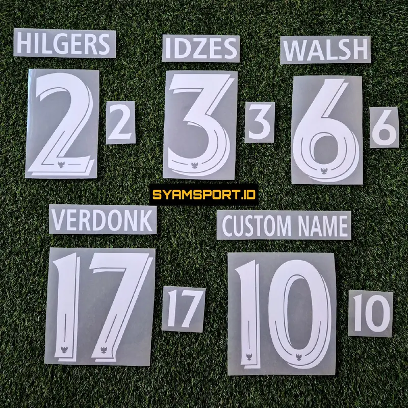 Nameset Timnas Indonesia 2025 Bebas Custom Ada Logo GARUDA | Nama dan Nomor punggung Jersey Timnas Bahan PU Mengkilap dan Kuat 1