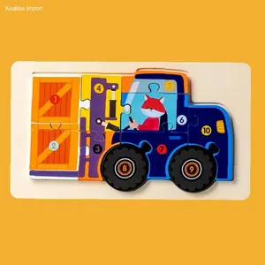 Mainan Puzzle Kayu Jigsaw 3D Motif Kendaraan Konstruksi Alat Berat Anak Games | Kekinian