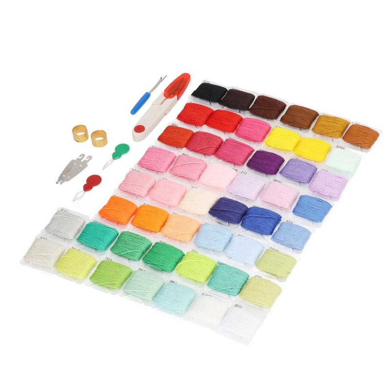 Huangrong cloth Bộ dụng cụ dành cho người mới bắt đầu Bông gòn Bộ chỉ thêu…