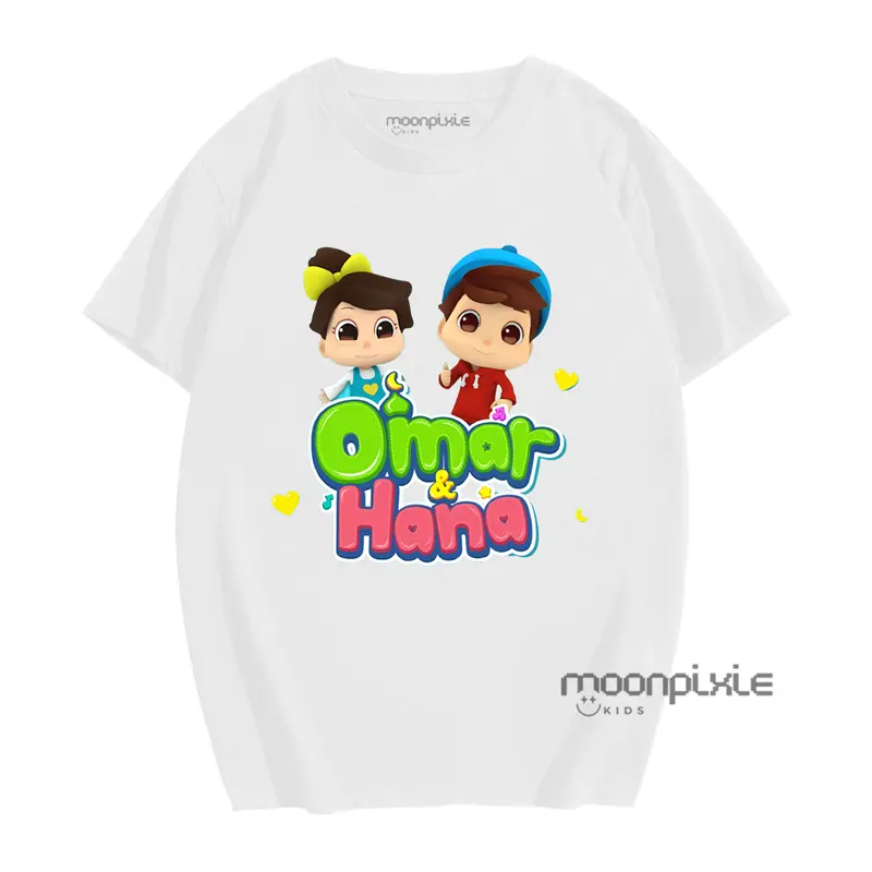 Baju Kaos Anak Motif Omar dan Hana Anak Laki-Laki/Perempuan Usia 1-12 Tahun Bahan Cotton Combed 30s 3