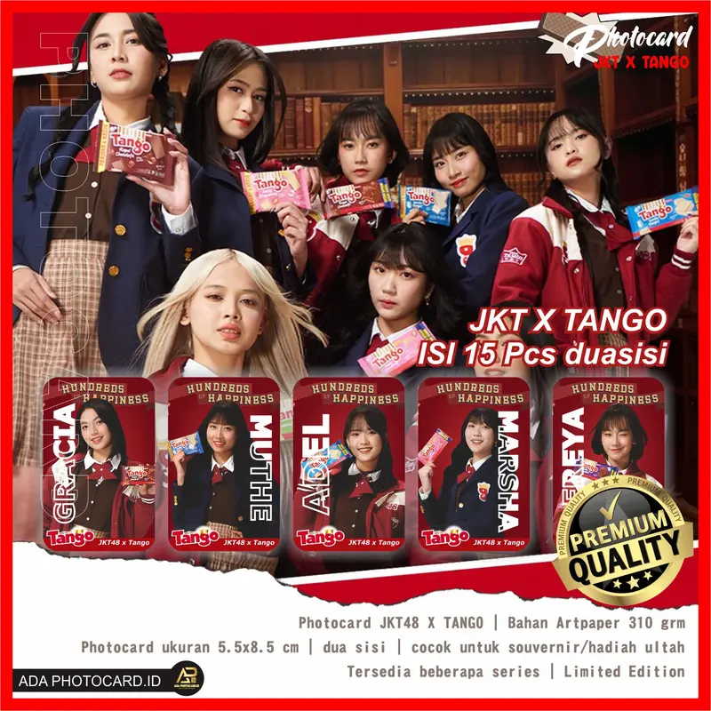 Photocard JKT48 x Tango duasisi Premium tebal 310  isi 15 Pcs Unofficial | Bisa COD Limited Edition | Bonus Stiker dan Inner Slevee 0