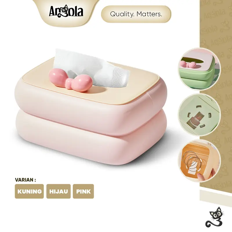 ANGOLA Kotak Tisu Kue/Coquette Style D69 Tissue Box/ Kotak Tisu Warna Pastel 0
